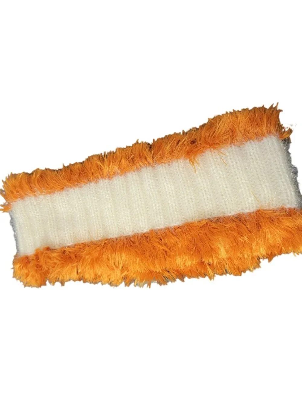 Orange Cream Fringe Cowl Women Winter Accessories Handmade Crochet Knit Scarf